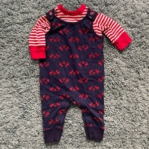 Hanna Andersson Baby Overall & Tee Set In Cotton Jersey - Holiday Reindeer Print